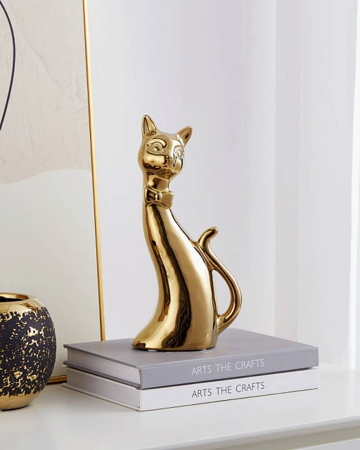 429504 Фигурка Кошка BENANGIN, L120, B80, H250, керамика, золотой в Москве 429504 Фигурка Кошка BENANGIN, L120, B80, H250, керамика, золотой