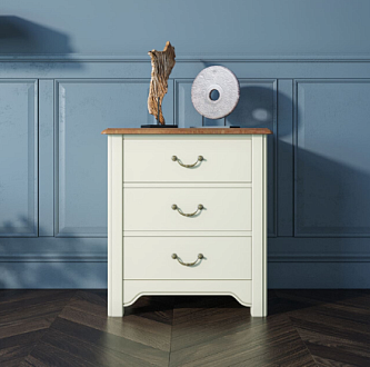 Бежевая прикроватная тумба "Оливия (Olivia)" на 3 ящика арт GA3002C