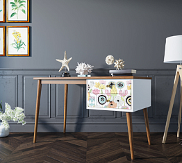 Стол рабочий "Berber" принт 3 с одной тумбой арт BB20/Print_03