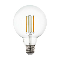 Светодиодная филаментная лампа CONNECT G95, 6W (E27) L140, ?95, 2200-6500K, 806lm, прозрачный