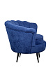Низкое кресло ракушка Pearl синий на черных ножках №2