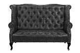 Кожаный дизайнерский диван лофт Royal Sofa Black №0