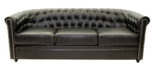 Диван кожаный трехместный черный лофт Karo Black 3S