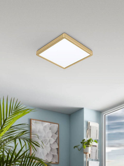 Светодиод настенно-потолочн свет-к FUEVA 5,20,5W(LED), 285x285, 2400lm, 3000K, сталь, латунь брашированный, пластик, белый