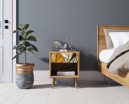 Тумбочка "Berber" с открытой полкой 08 принт арт BB33/Print_08, разноцветная