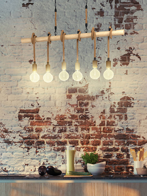 43319 Подвес YOUNGSTOWN, 6х40W(E27), сталь, дерево/черный, коричневый в Москве 43319 Подвес YOUNGSTOWN, 6х40W(E27), сталь, дерево/черный, коричневый