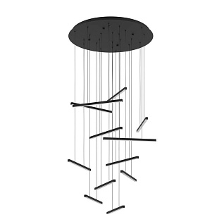 390351 Люстра диммируемая LINDOZA, 12X8,4W (LED), 3000K, 12000lm, ?780, сталь, черный/пластик, белый