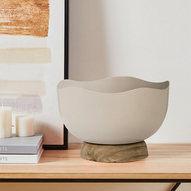 427511 Декоративная чаша MONYWA, H110 металл, дерево, бежевый, натуральный