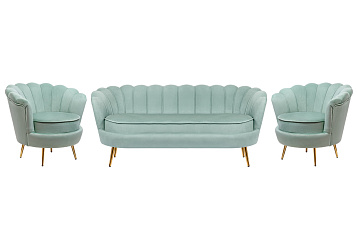 Комплект кресел и дивана ракушка Pearl Triple Green в Москве