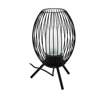 Уличная настольная лампа FUSIGNANO, E27, 1X28W, IP44, H410, ?265, нержавеющая сталь, черный/стекло с гравировкой, белый