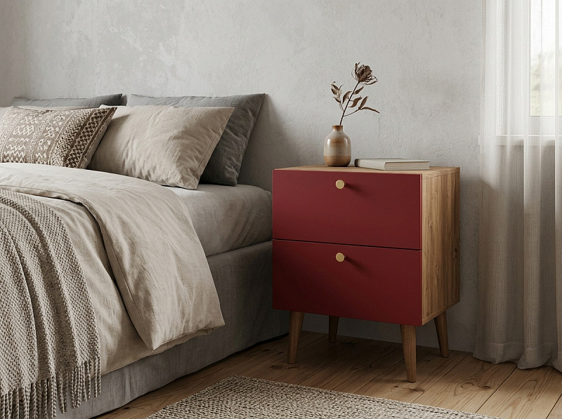 Тумбочка "Бербер (Berber)" с двумя ящиками арт BB03/Print_3031, разноцветная