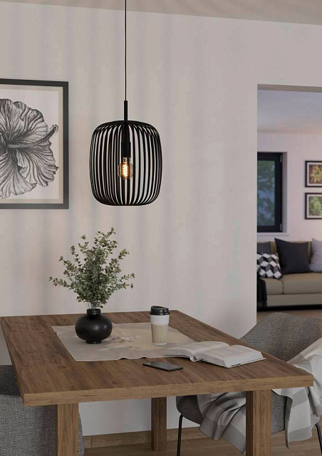 900494 Подвесной потолочный светильник ROMAZZINA, 1x40W, E27, H1100, ?325, сталь, черный