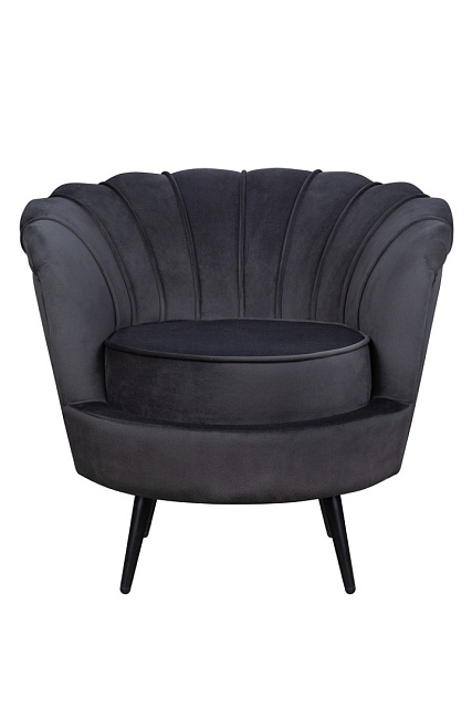 Низкое кресло ракушка Pearl черный на черных ножках