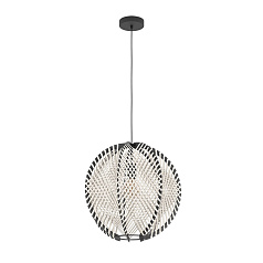 44006 Подвесной светильник WAVERTON, 1х40W (E27), H1100, ?480, сталь черный / текстиль, дерево, белый, черный