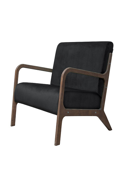 Низкое кресло с деревянными подлокотниками Mody Black черное в Москве Низкое кресло с деревянными подлокотниками Mody Black черное