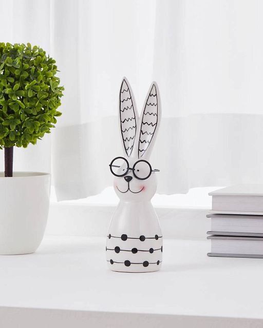 427913 Фигурка Заяц LANDJUT L57, B55, H197 керамика, белый, черный