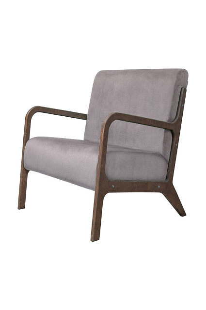 Низкое кресло с деревянными подлокотниками Mody Grey серый в Москве Низкое кресло с деревянными подлокотниками Mody Grey серый