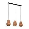 43786 Подвесной потолочный светильник (люстра) ALDERNEY, 3Х40W, E27, L900, B200, H1100, сталь, черный/текстильная нить, натуральный