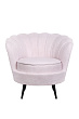 Низкое кресло ракушка Pearl Pink Boucle на черных ножках №0