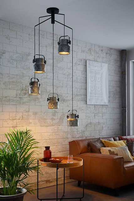 39856 Подвес HIlCOTT, 5х40W (E27), ?675, H1500, сталь, черный/сталь, оцинкованный в Москве 39856 Подвес HIlCOTT, 5х40W (E27), ?675, H1500, сталь, черный/сталь, оцинкованный