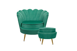 Кресло с пуфом ракушка Pearl Green V2