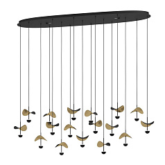 390343 Люстра диммируемая DRACERA, 17X2,3W (LED), 3000K, 4760lm, L1550, B330, H2200, сталь, черный/сталь, черный, золотой