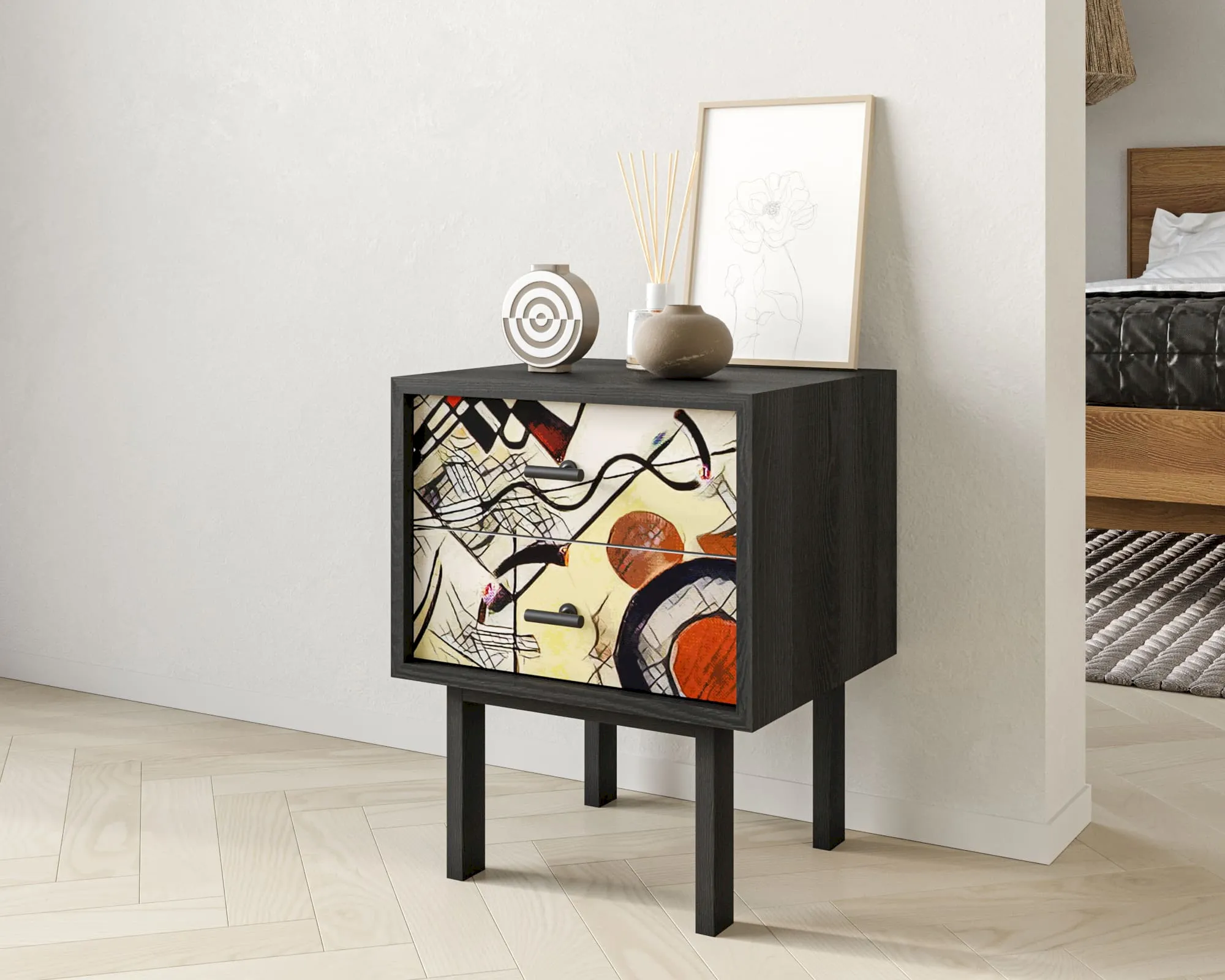 заказать Тумбочка с двумя ящиками "Эмерсон (Emerson)" by Kandinsky арт EM16/Print_01