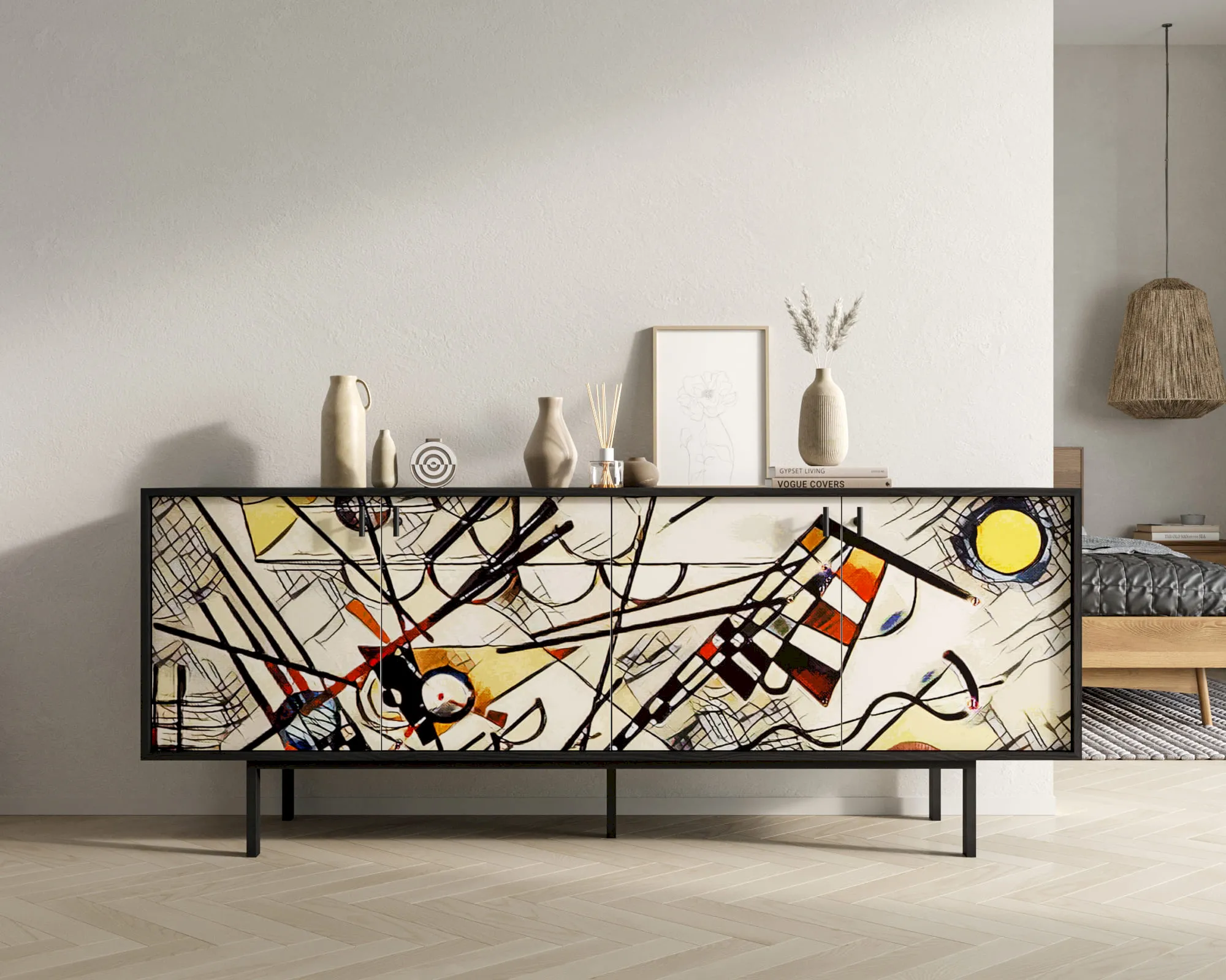 Комод с четыремя дверками "Эмерсон (Emerson)" by Kandinsky арт EM01/Print_01 в интернет-магазине