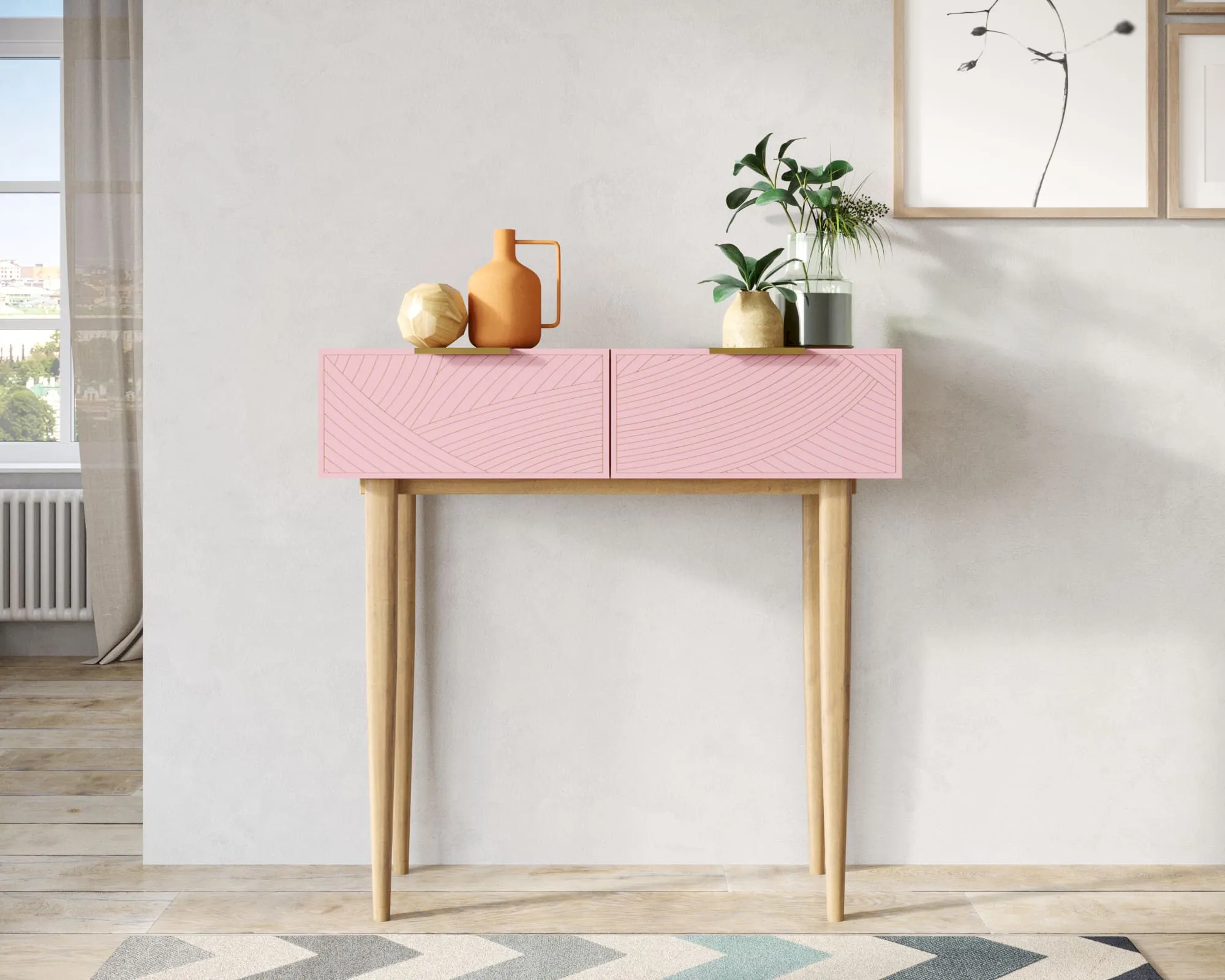 Консоль с двумя ящиками "Лайн (Line)" LN16/GR1/pink в интернет-магазине в Москве Консоль с двумя ящиками "Лайн (Line)" LN16/GR1/pink в интернет-магазине