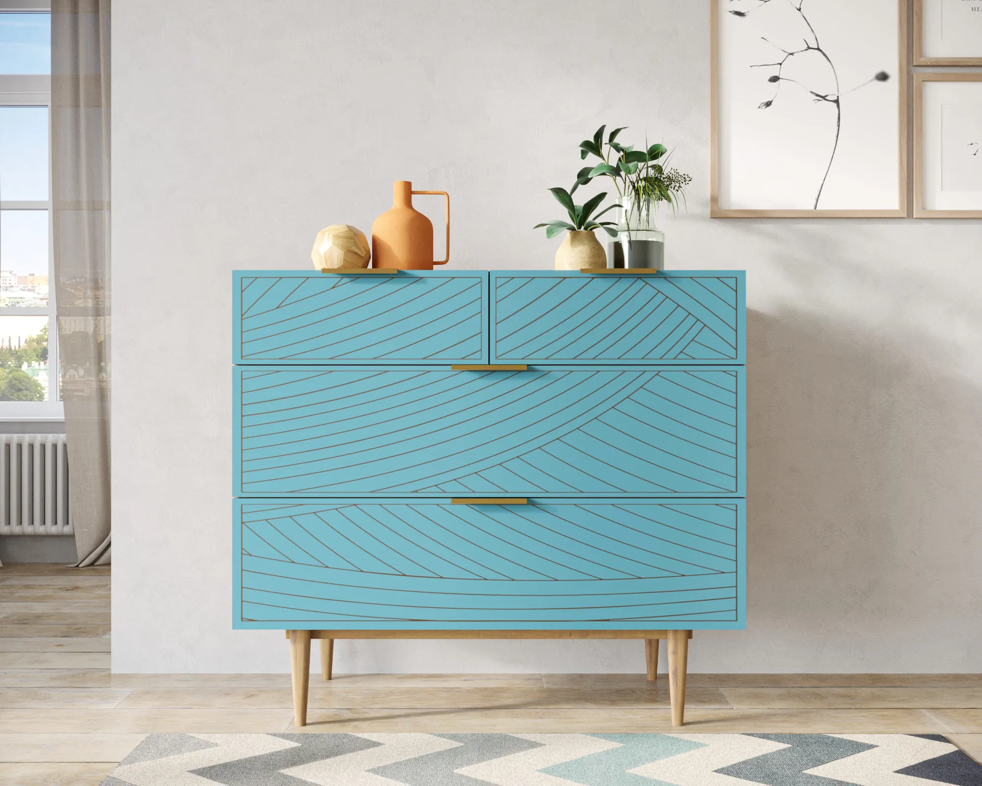 Комод с четыремя ящиками "Лайн (Line)" LN14/GR1/blue в интернет-магазине