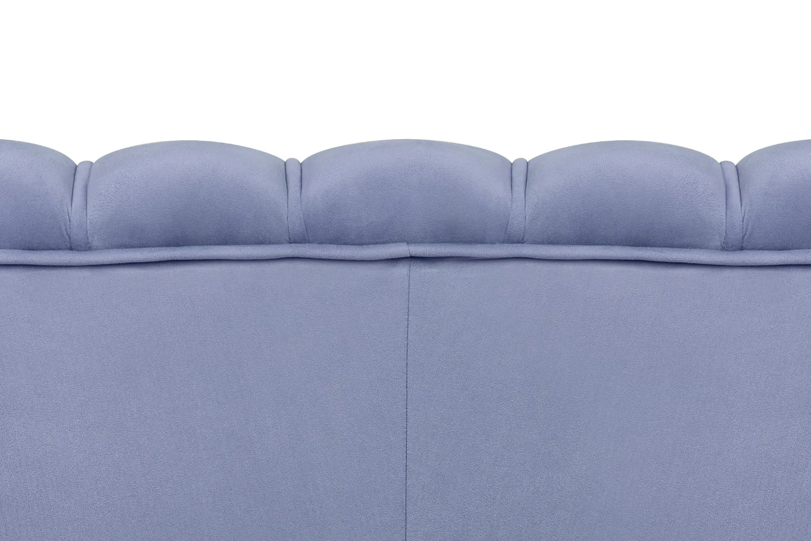 Диван ракушка для гостиниц Pearl Triple Blue на черных ножках в интерьере