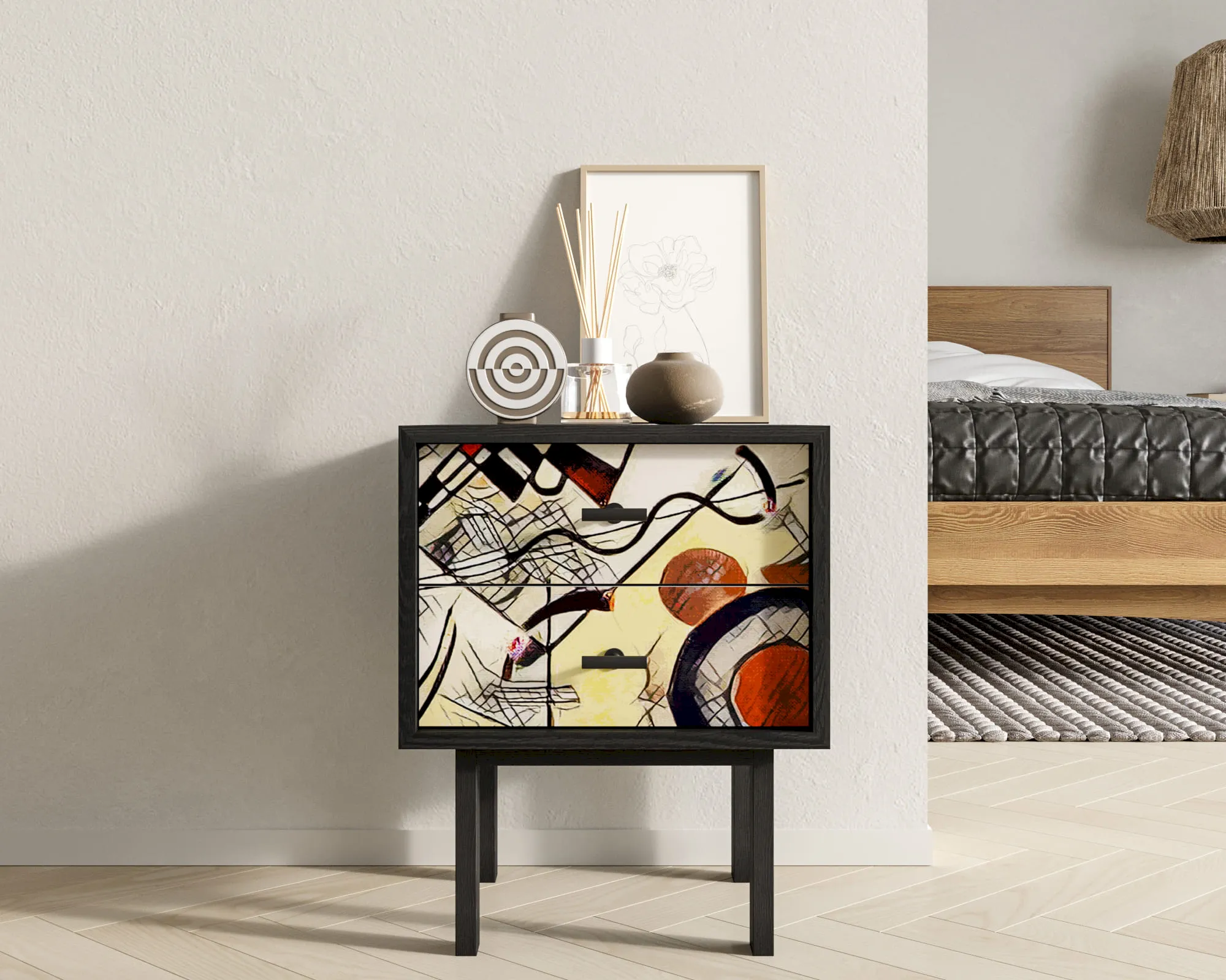 Тумбочка с двумя ящиками "Эмерсон (Emerson)" by Kandinsky арт EM16/Print_01 в интернет-магазине