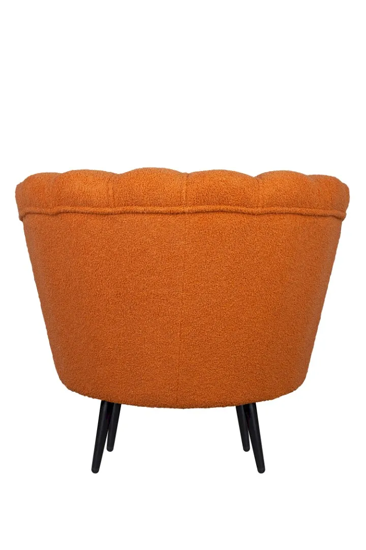 Низкое кресло ракушка Pearl Orange Boucle на черных ножках в интернет-магазине