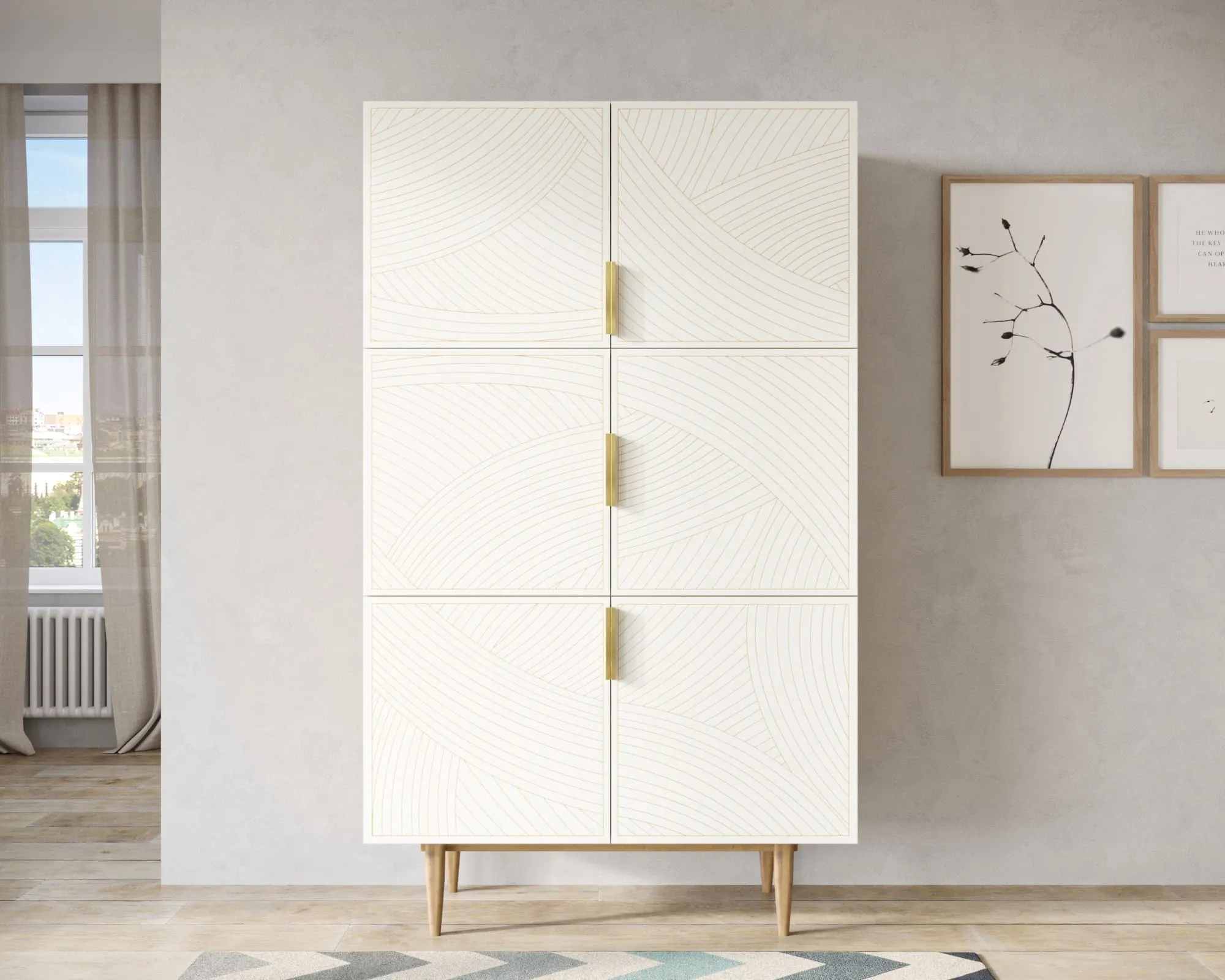 Большой комод с шестью дверками "Лайн (Line)" LN04/GR1/beige в интернет-магазине