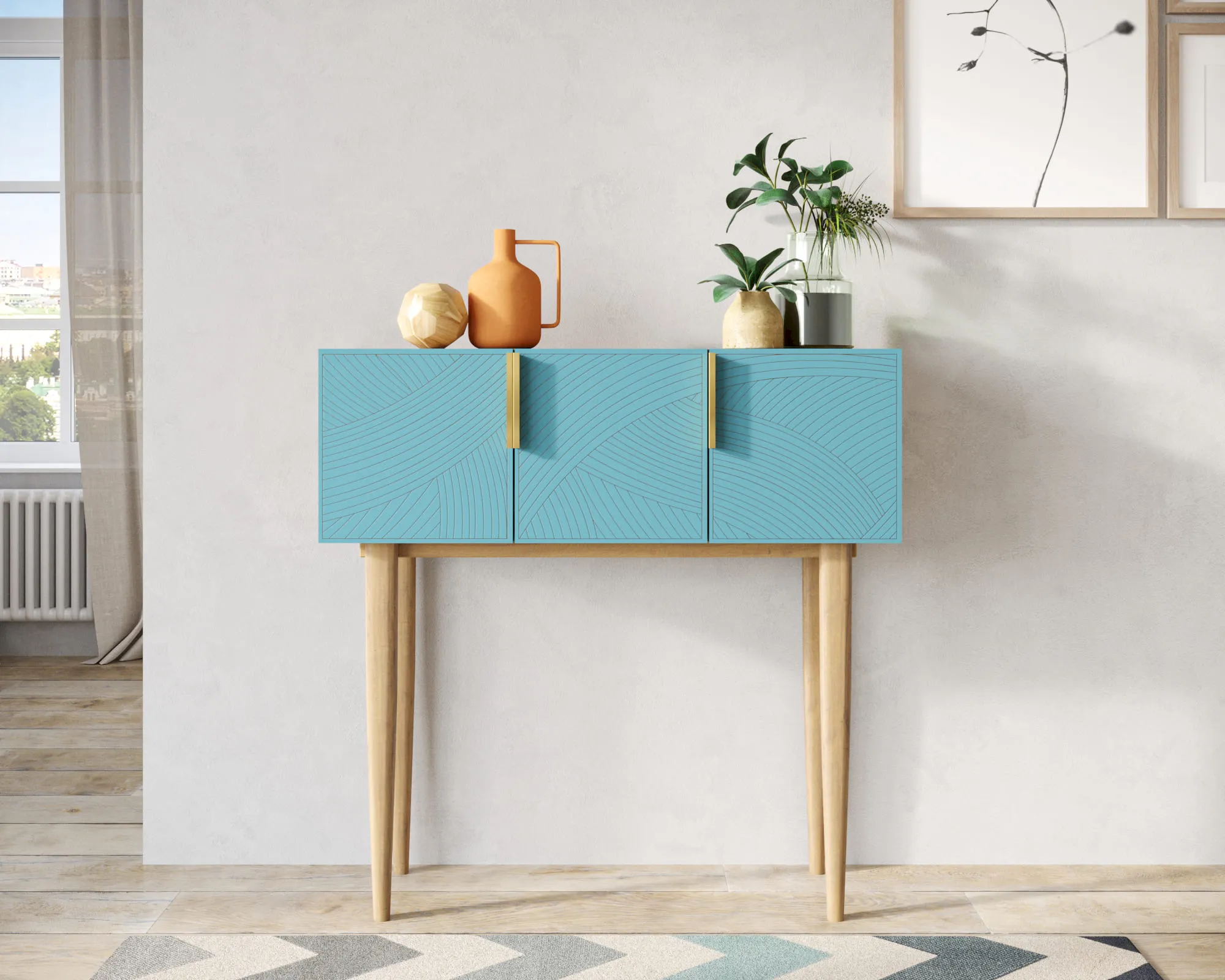 Консоль с тремя дверками "Лайн (Line)" LN15/GR1/blue в интернет-магазине