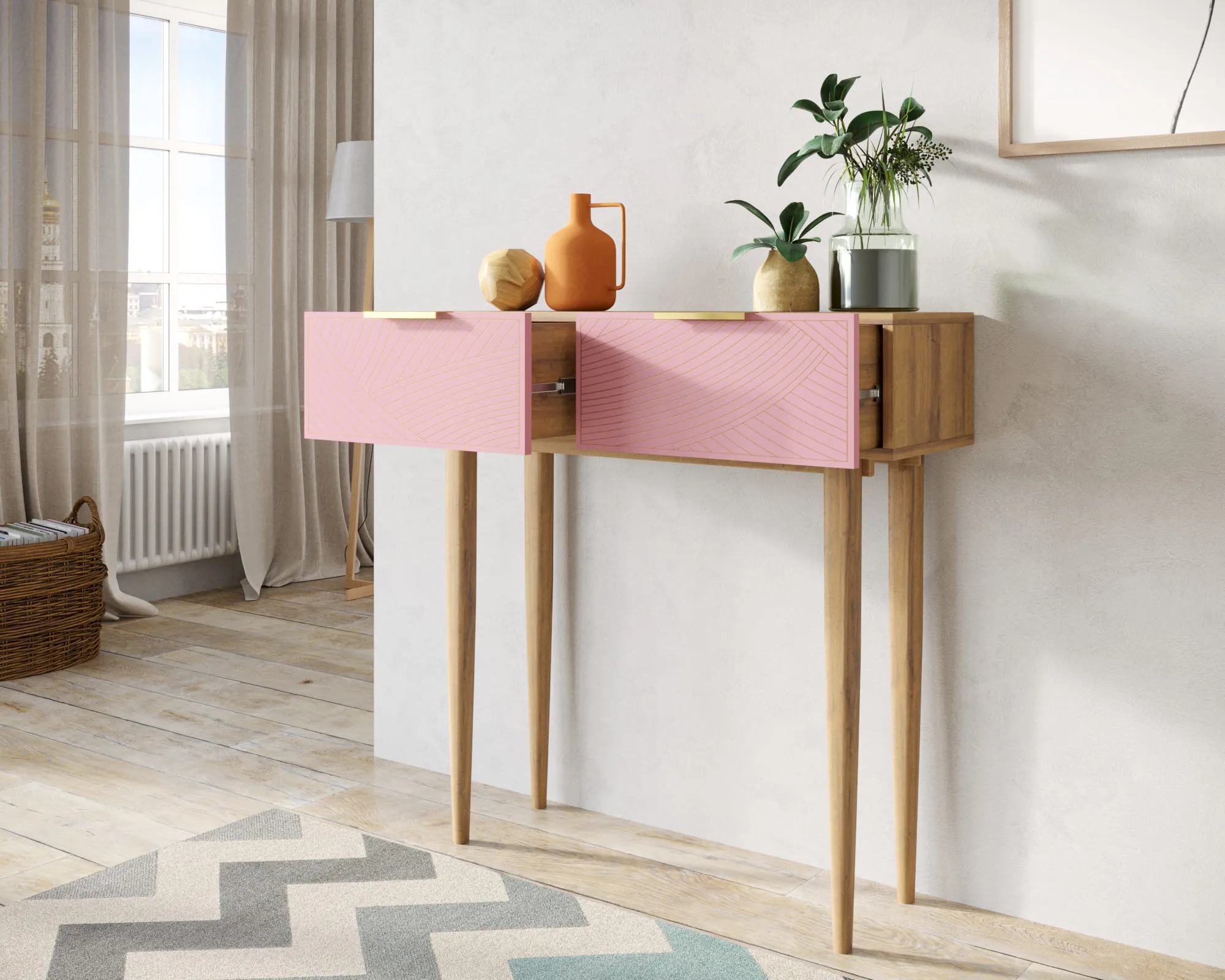 купить Консоль с двумя ящиками "Лайн (Line)" LN16/GR1/pink в Москве купить Консоль с двумя ящиками "Лайн (Line)" LN16/GR1/pink