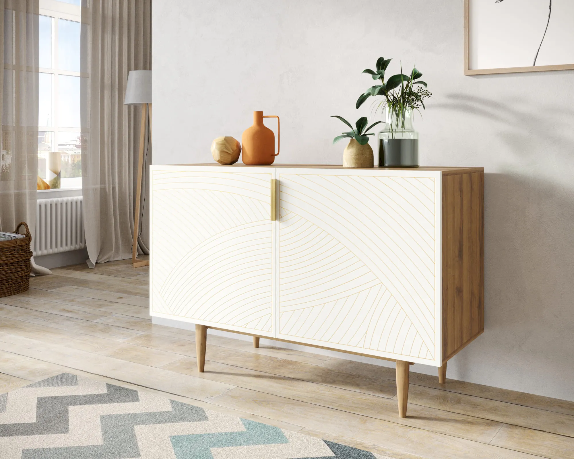 заказать Комод с двумя дверками "Лайн (Line)" LN01/GR1/beige