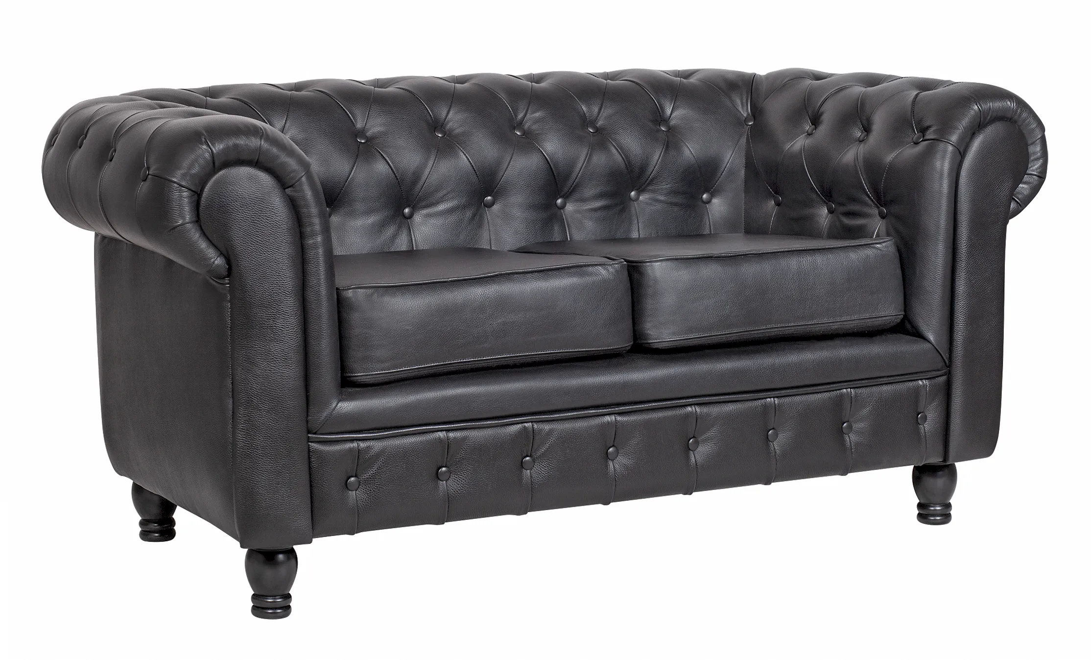купить Диван из черной кожи Chesterfield Black Leather 2S