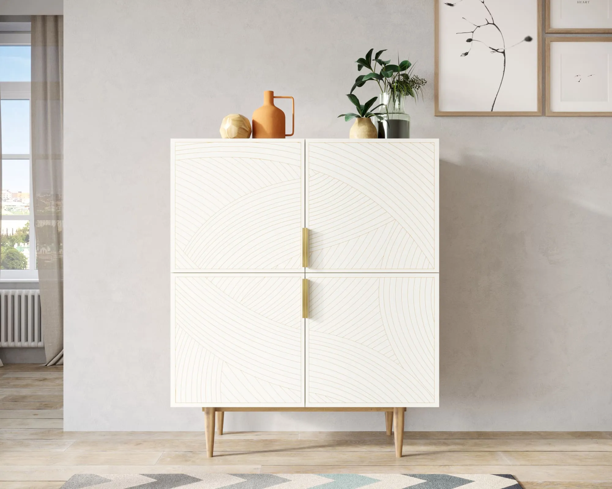 Большой комод с четырьмя дверками "Лайн (Line)" LN03/GR1/beige в интернет-магазине в Москве Большой комод с четырьмя дверками "Лайн (Line)" LN03/GR1/beige в интернет-магазине