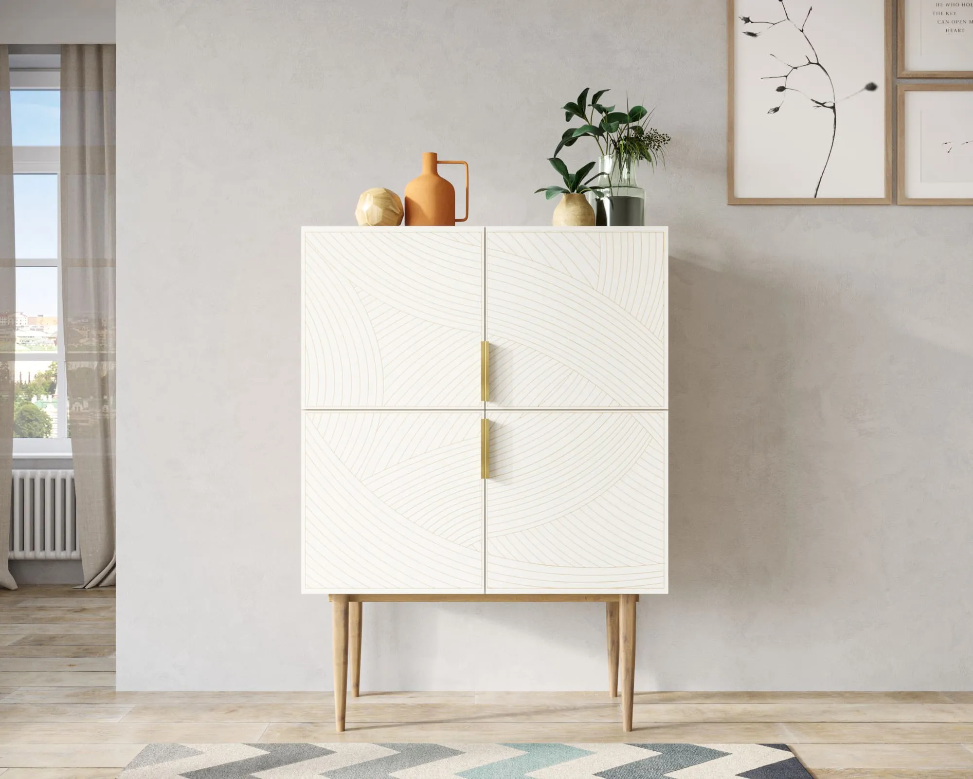 Малый комод с четырьмя дверками на высоких ножках "Лайн (Line)" LN13/GR1/beige в интернет-магазине в Москве Малый комод с четырьмя дверками на высоких ножках "Лайн (Line)" LN13/GR1/beige в интернет-магазине