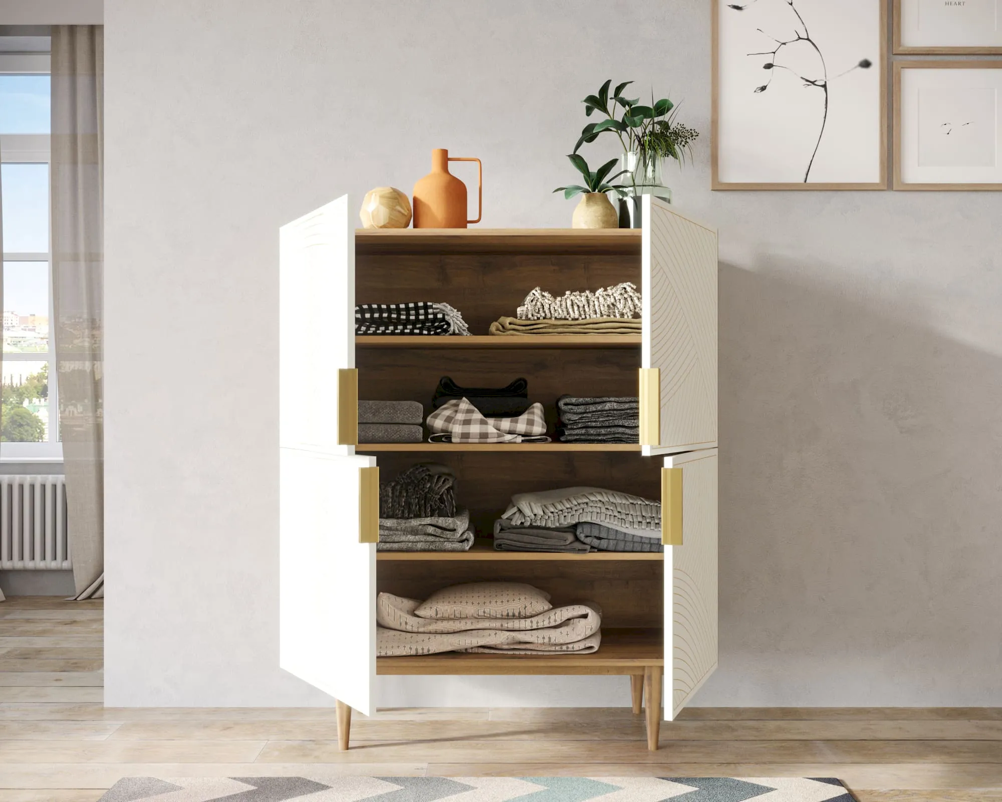 купить Большой комод с четырьмя дверками "Лайн (Line)" LN03/GR1/beige в Москве купить Большой комод с четырьмя дверками "Лайн (Line)" LN03/GR1/beige