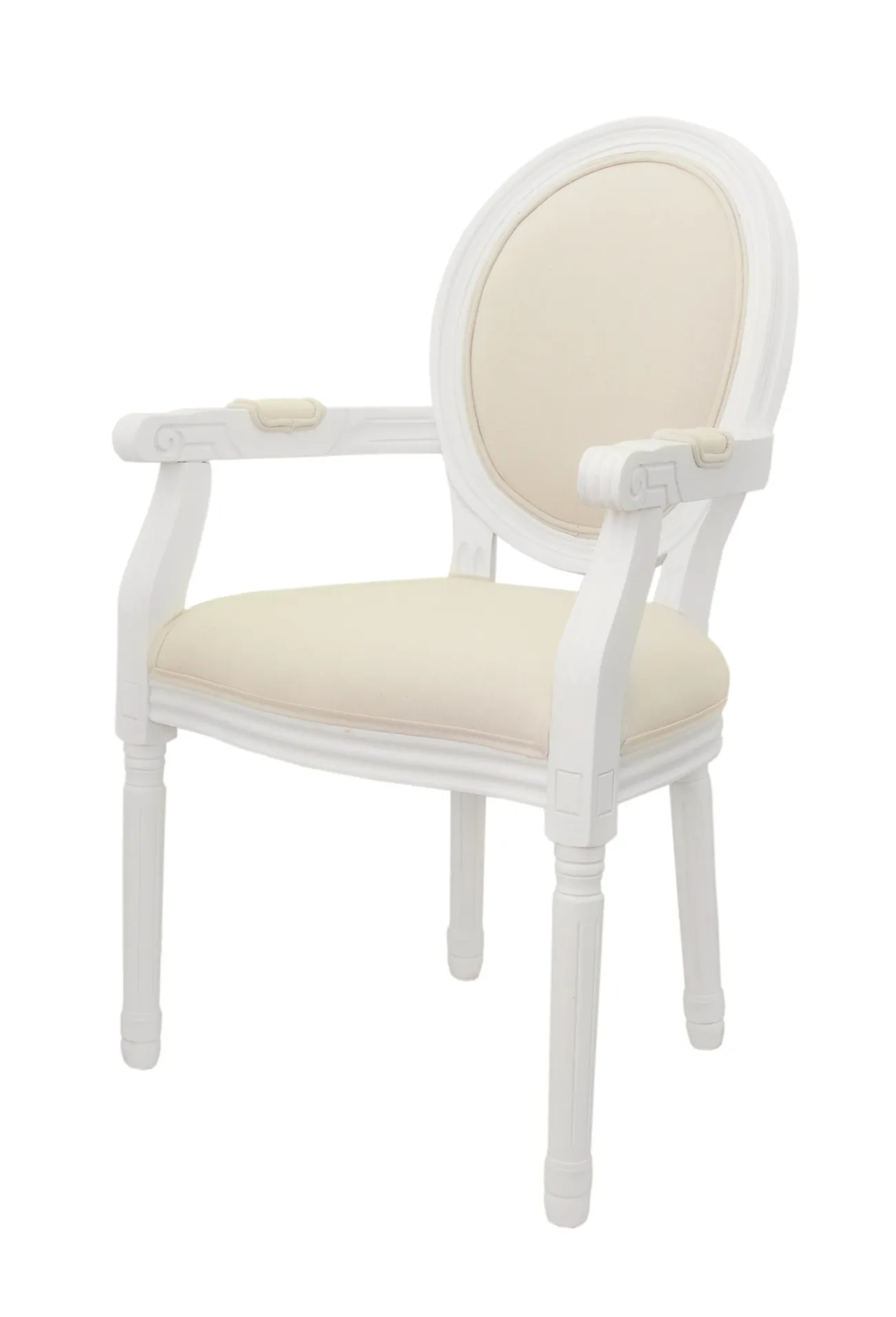 Мягкий стул с подлокотниками Volker Arm Beige and White в интернет-магазине