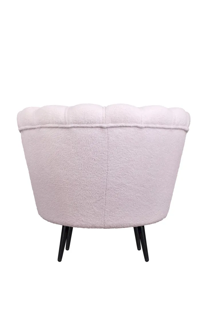 Низкое кресло ракушка Pearl Pink Boucle на черных ножках в интернет-магазине
