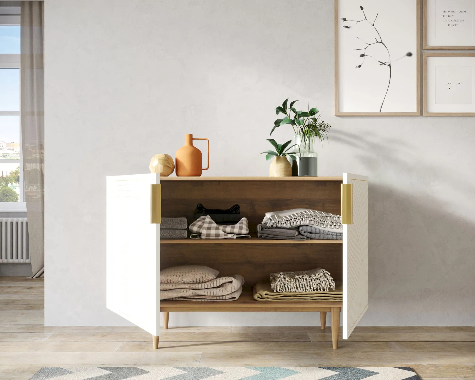 купить Комод с двумя дверками "Лайн (Line)" LN01/GR1/beige