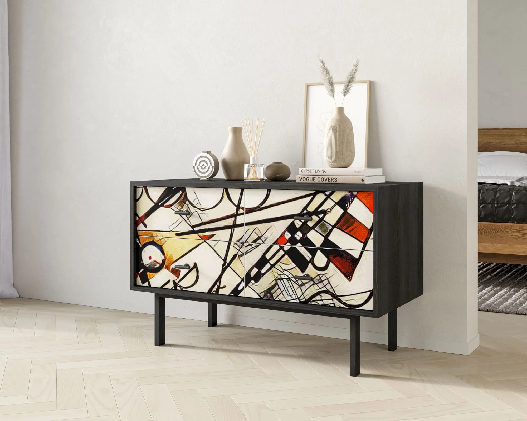 заказать Комод с четырьмя ящиками "Эмерсон (Emerson)" by Kandinsky арт EM05/Print_01 в Москве заказать Комод с четырьмя ящиками "Эмерсон (Emerson)" by Kandinsky арт EM05/Print_01