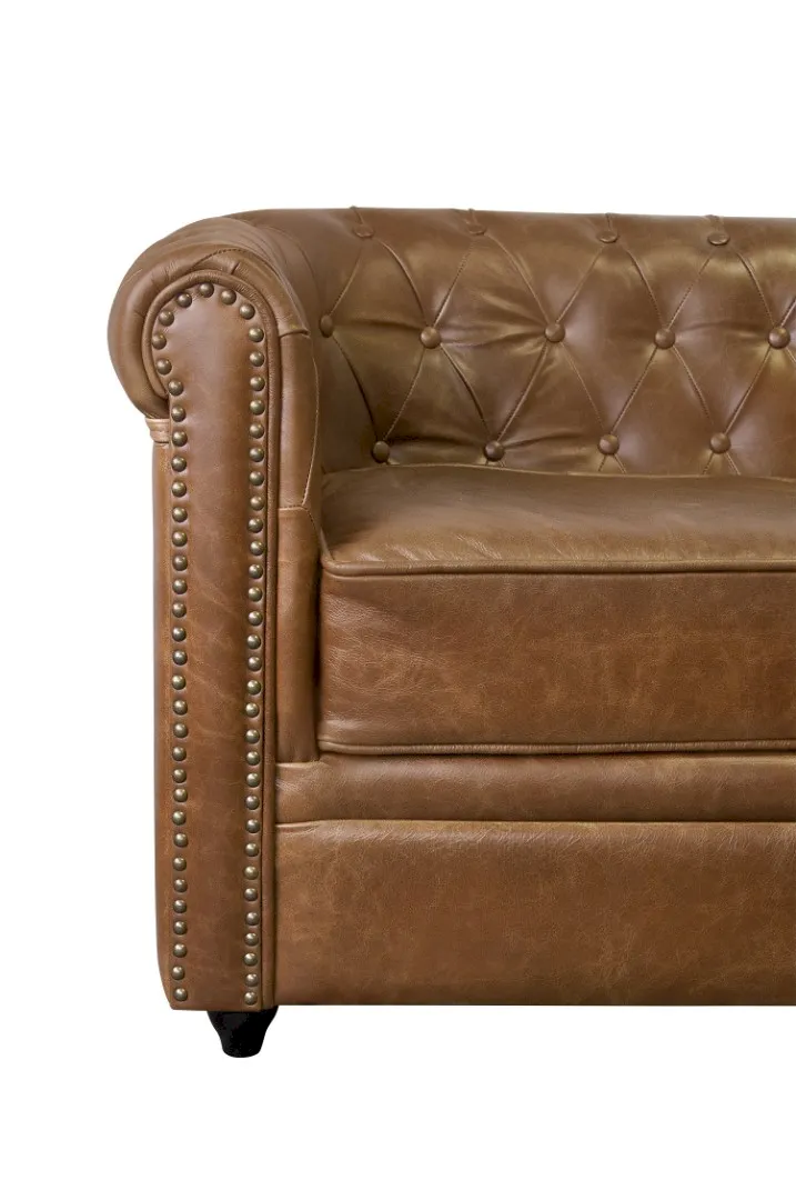Кожаный диван лофт Karo Brown leather 3S в интерьере в Москве