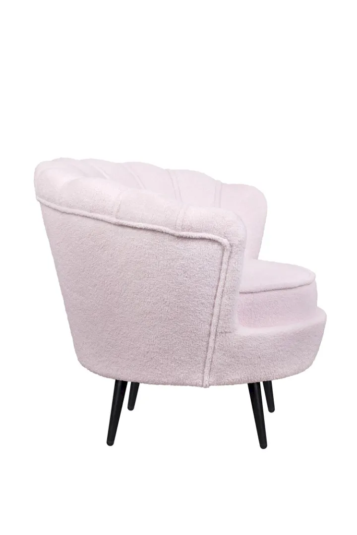 заказать Низкое кресло ракушка Pearl Pink Boucle на черных ножках в Москве заказать Низкое кресло ракушка Pearl Pink Boucle на черных ножках
