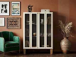 Шкаф-буфет "Андерсен (Andersen)" малый с рифлеными стеклами арт AN18/1WH на заказ