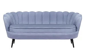 Диван ракушка для гостиниц Pearl Triple Blue на черных ножках в интерьере
