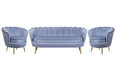 Комплект кресел и дивана ракушка Pearl Triple Blue №0